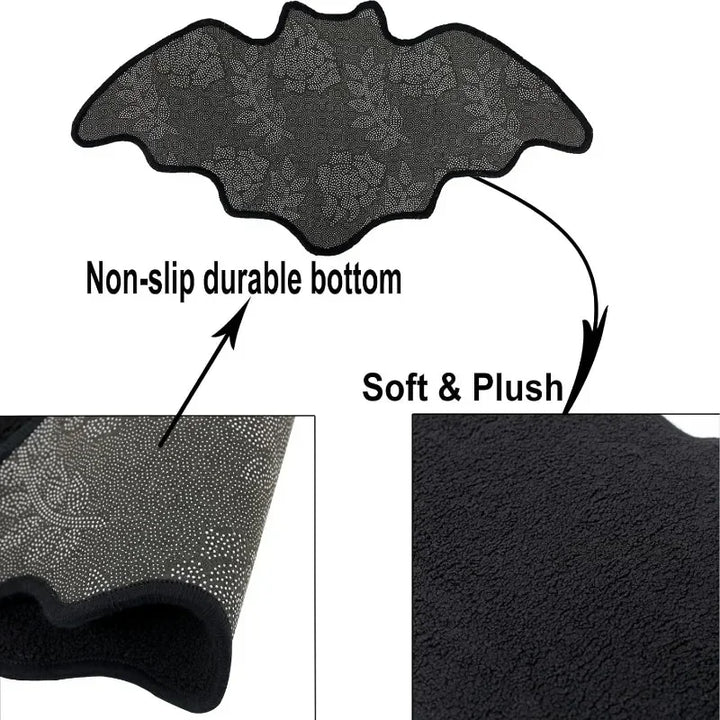 Halloween Black Spider Rug Decor Spooky Gothic Bath Mat Non-Slip, Tufted Mat for Front Door Living
