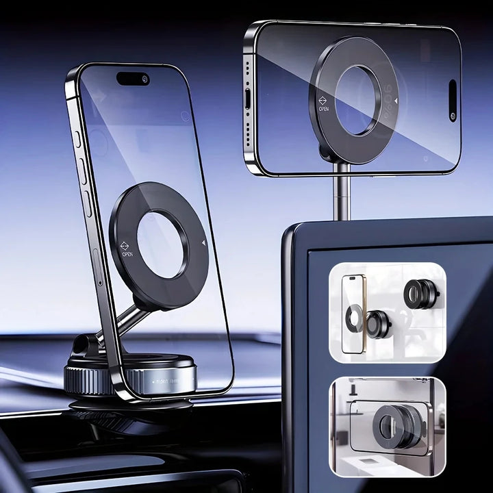 K007 Magnetic Car Phone Holder – Foldable 360° Adjustable Vacuum Mount