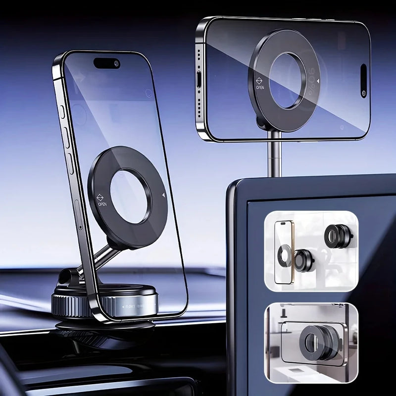 K007 Magnetic Car Phone Holder – Foldable 360° Adjustable Vacuum Mount