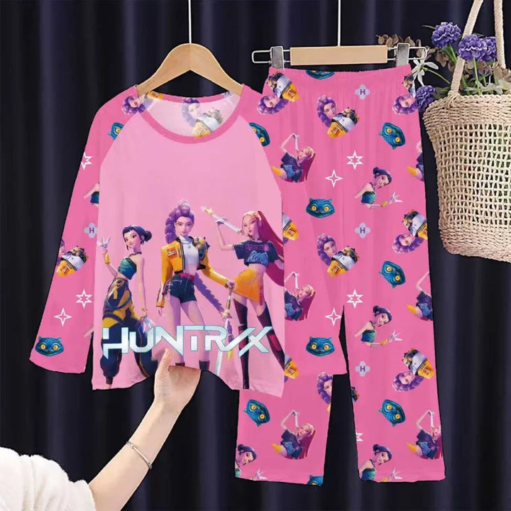 Kids KPop Demon Hunters Pyjamas Set Girls Long Sleeve 2PCS Sleepwear