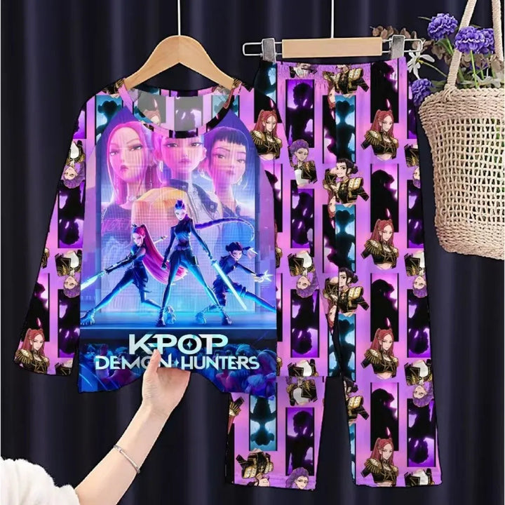 Kids KPop Demon Hunters Pyjamas Set Girls Long Sleeve 2PCS Sleepwear
