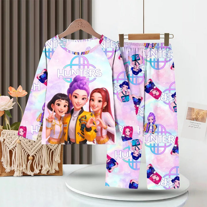 Kids KPop Demon Hunters Pyjamas Set Girls Long Sleeve 2PCS Sleepwear