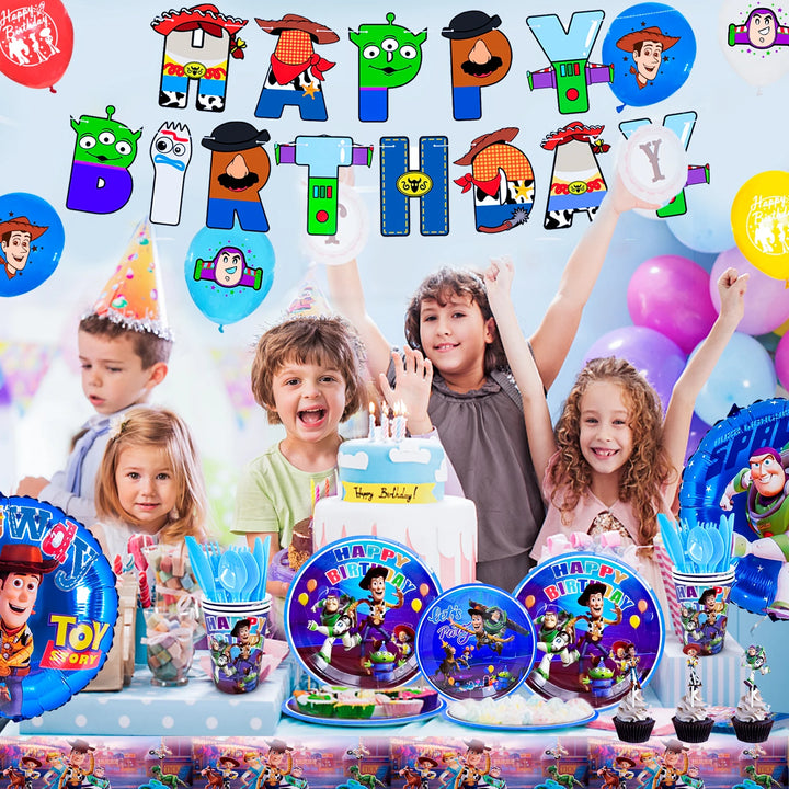 167Pcs Toy Story Party Supplies – Decorations & Tableware Set
