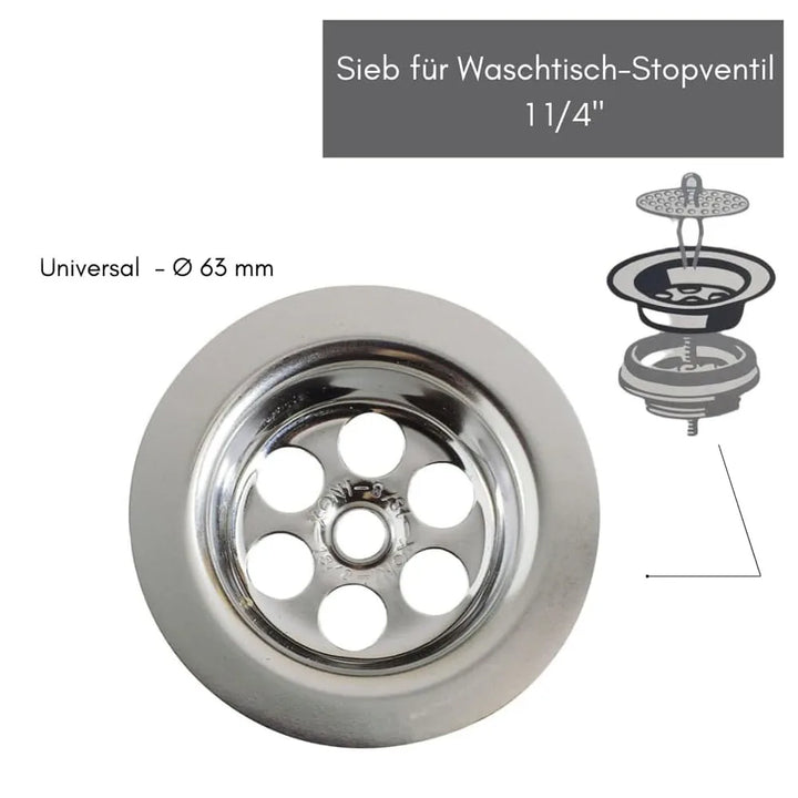 2x Sink Drain Plug Covers with Screw – Bath Plug Hole Filter & Threaded Adapter Set