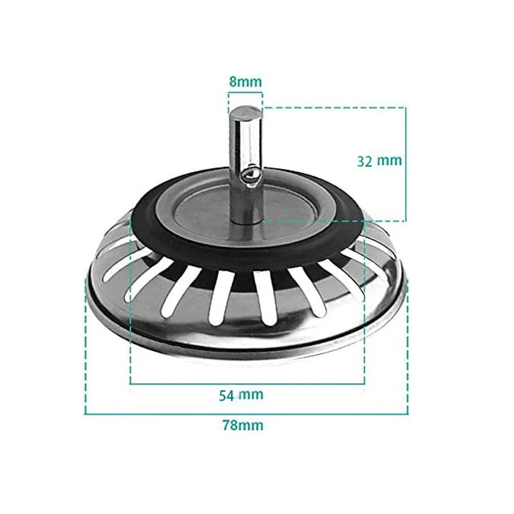 80mm Stainless Steel Sink Strainer – Kitchen/Bathroom Drain Plug & Waste Stopper