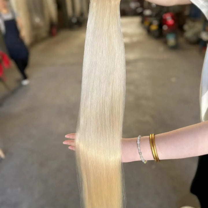 Blonde Straight Hair Bundles – Synthetic Yaki Weave Extensions Smooth Full Ends
