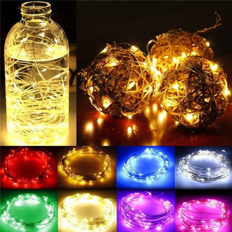 1–5M Copper Wire LED Fairy Lights – Warm String Lights for Christmas, Wedding & Party