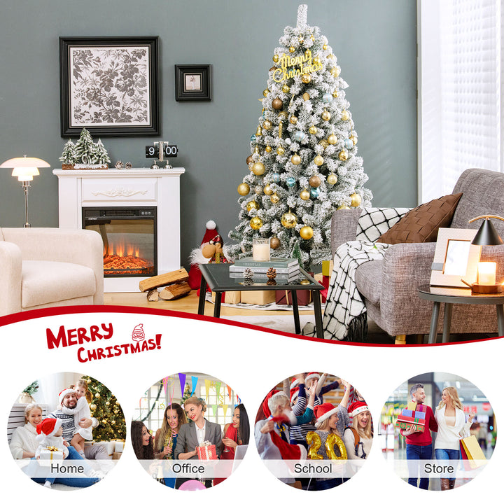 GOFLAME 6ft/7.5ft Artificial Christmas Tree – Hinged PVC with Metal Stand