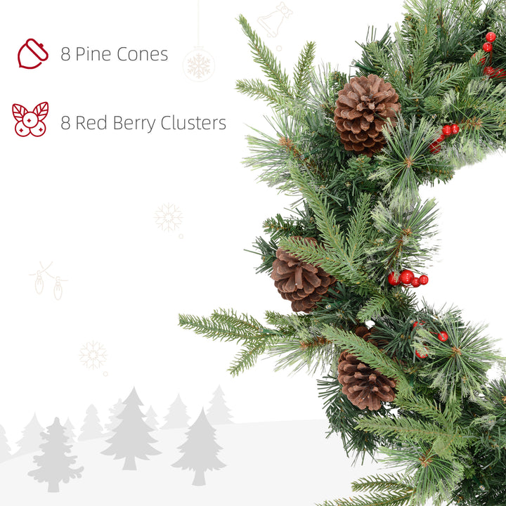 60cm Cone & Berry Christmas Wreath with LED Lights