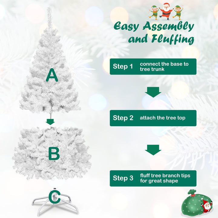 GOFLAME 5ft White Christmas Tree – 350 PVC Tips with Metal Stand