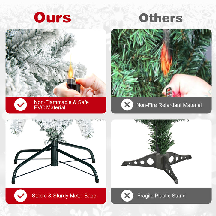 GOFLAME 6ft/7.5ft Artificial Christmas Tree – Hinged PVC with Metal Stand