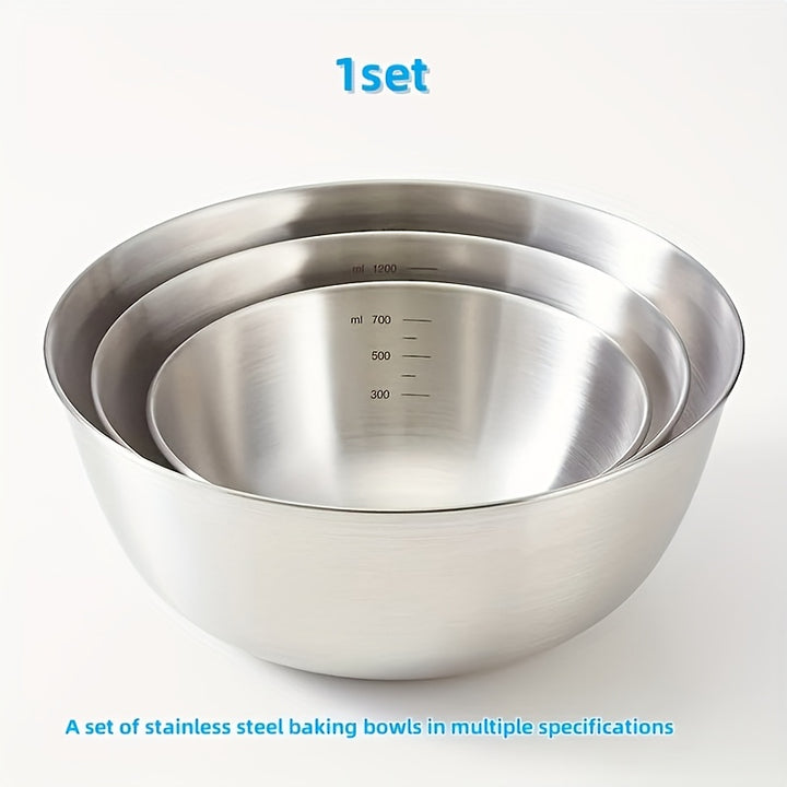3Pcs Stainless Steel Mixing Bowl Set – Durable Kitchen Bowls for Baking & Cooking
