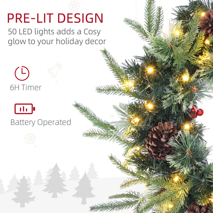 60cm Cone & Berry Christmas Wreath with LED Lights