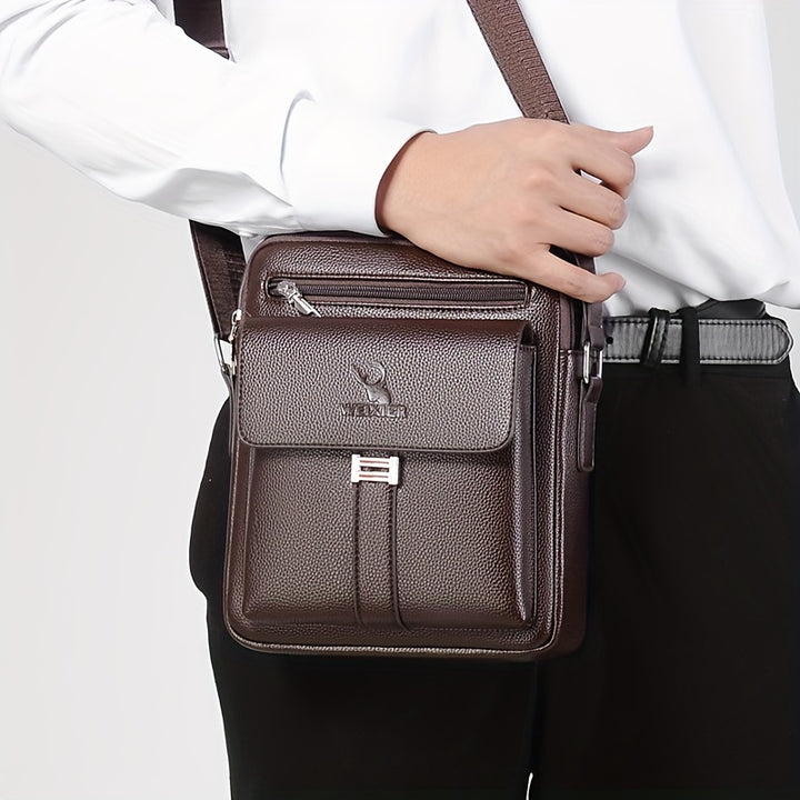 WEIXIER Men’s Vintage Shoulder Bag – Business Casual Crossbody with Zip Pockets
