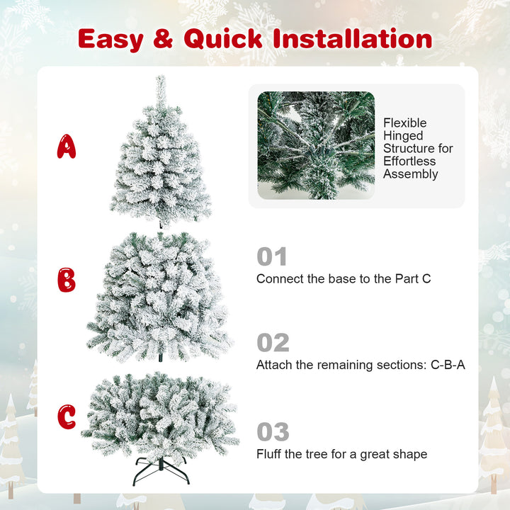 GOFLAME 6ft/7.5ft Artificial Christmas Tree – Hinged PVC with Metal Stand