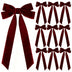 10Pcs Burgundy Red Velvet Christmas Bows – Tree, Wreath & Gift Decorations