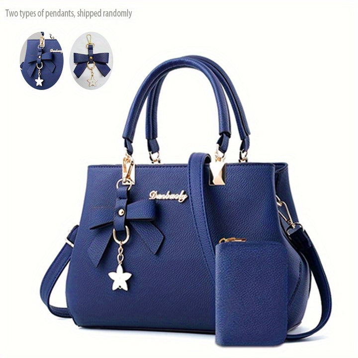 Chic Women’s Bow Handbag – Top Handle Satchel with Coin Purse & Adjustable Strap