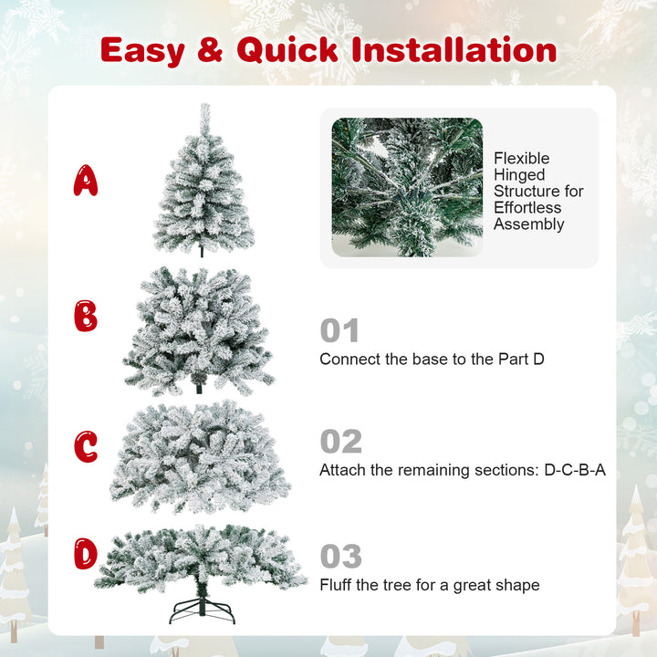 GOFLAME 6ft/7.5ft Artificial Christmas Tree – Hinged PVC with Metal Stand