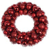 36cm Tinsel Christmas Wreath – 56 Red Baubles (Matte, Glitter & Chrome)