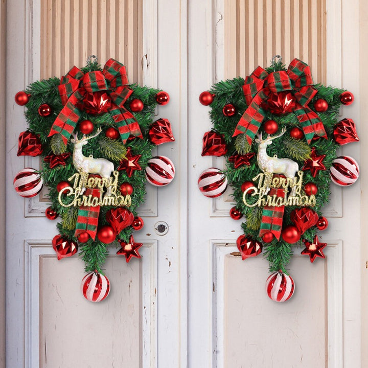 Pre-Decorated Red & Green Christmas Wreath – Pine Cones, Berries & Bow