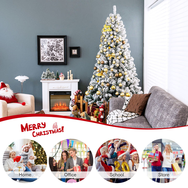 GOFLAME 6ft/7.5ft Artificial Christmas Tree – Hinged PVC with Metal Stand